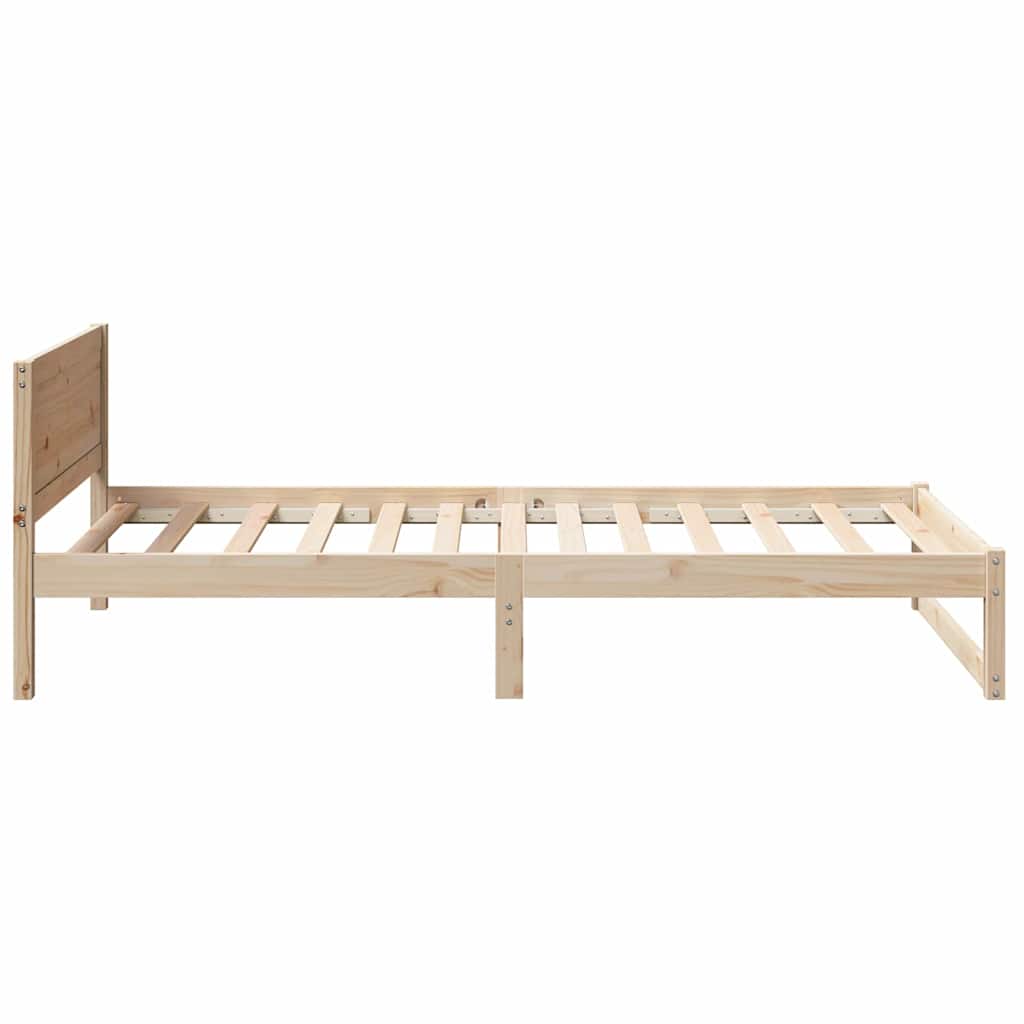 Bed Frame with Headboard Natural 75 x 190 cm Solid Pine Wood