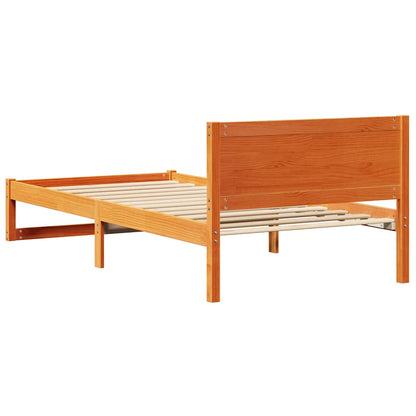 Bed Frame with Headboard Wax Brown 75 x 190 cm Solid Pine Wood