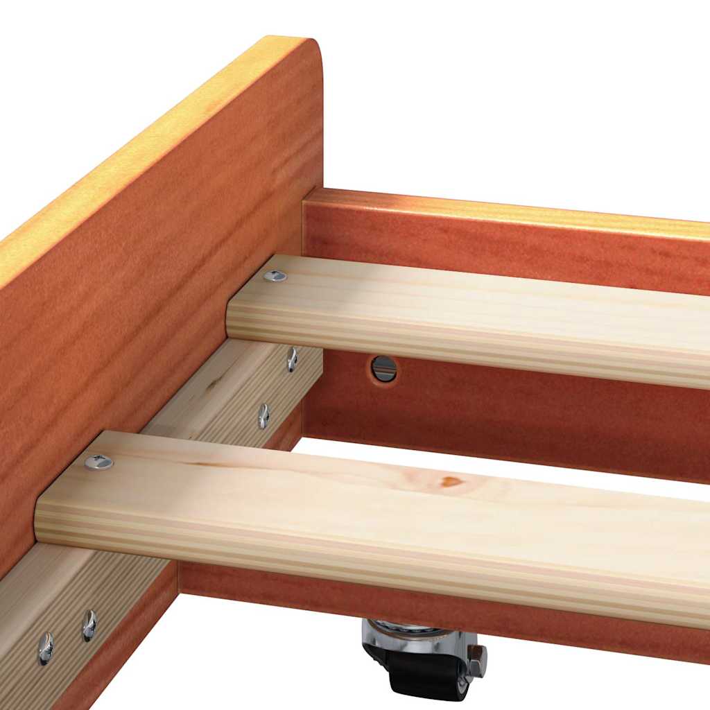 Bed Frame Wax Brown 75 x 190 cm Solid Pine Wood