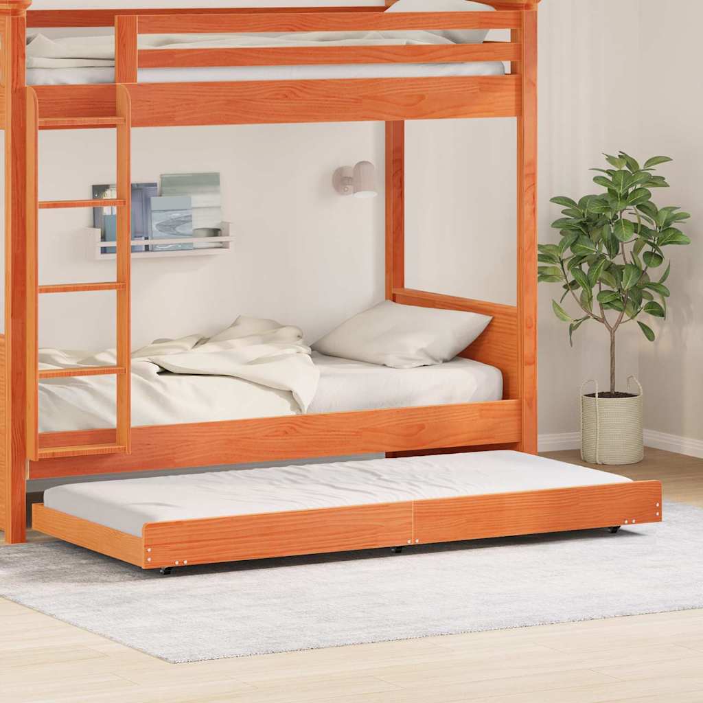 Bed Frame Wax Brown 75 x 190 cm Solid Pine Wood