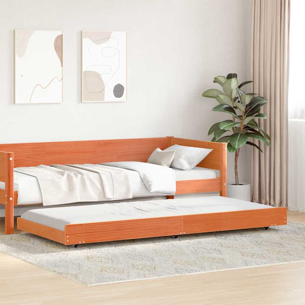 Bed Frame Wax Brown 75 x 190 cm Solid Pine Wood