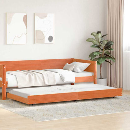 Bed Frame Wax Brown 75 x 190 cm Solid Pine Wood