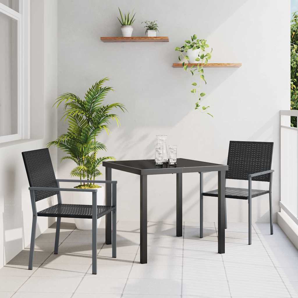 Garden Dining Set 3 pcs Black PE Rattan