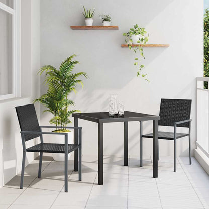 Garden Dining Set 3 pcs Black PE Rattan