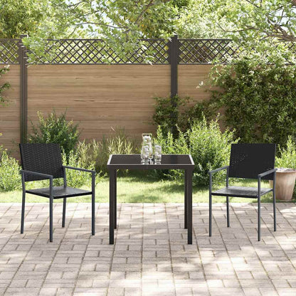 Garden Dining Set 3 pcs Black PE Rattan