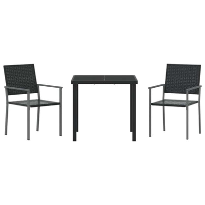 Garden Dining Set 3 pcs Black PE Rattan