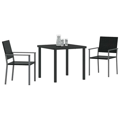 Garden Dining Set 3 pcs Black PE Rattan