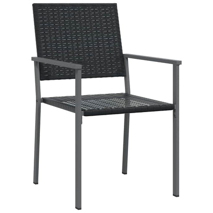 Garden Dining Set 5 pcs Black PE Rattan