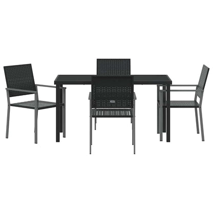 Garden Dining Set 5 pcs Black PE Rattan