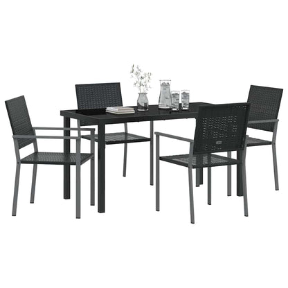 Garden Dining Set 5 pcs Black PE Rattan