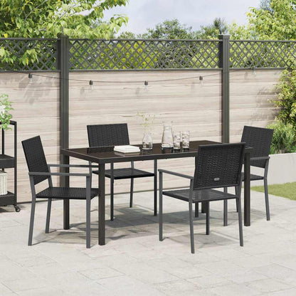 Garden Dining Set 5 pcs Black PE Rattan