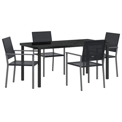 Garden Dining Set 5 pcs Black PE Rattan