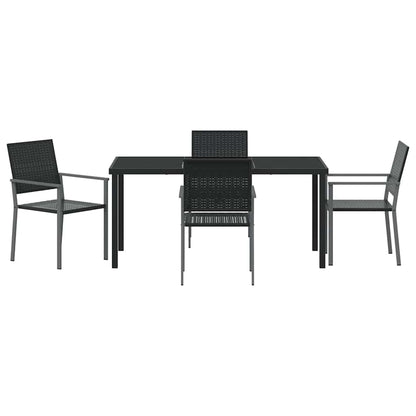 Garden Dining Set 5 pcs Black PE Rattan
