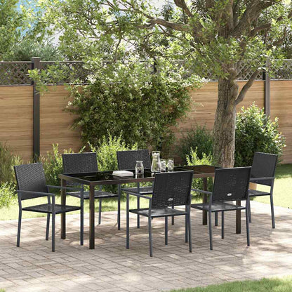 Garden Dining Set 7 pcs Black PE Rattan