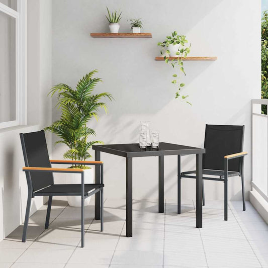 Garden Dining Set 3 pcs Black Powder-coated Steel