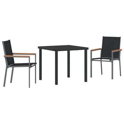 Garden Dining Set 3 pcs Black Powder-coated Steel