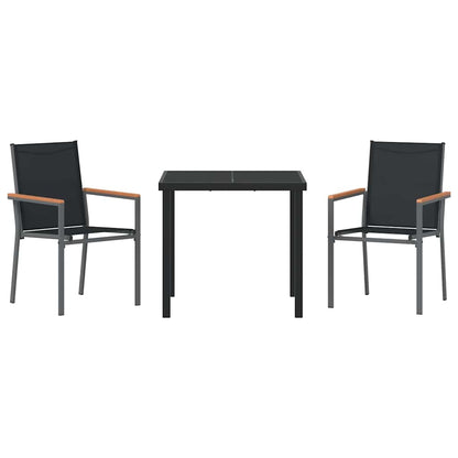 Garden Dining Set 3 pcs Black Powder-coated Steel