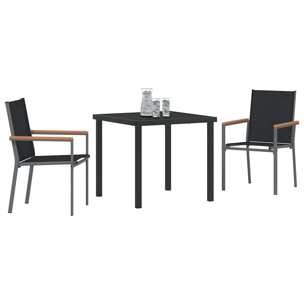 Garden Dining Set 3 pcs Black Powder-coated Steel