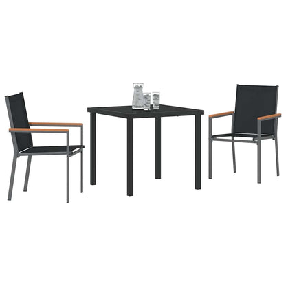 Garden Dining Set 3 pcs Black Powder-coated Steel