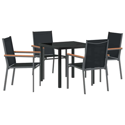 Garden Dining Set 5 pcs Black Powder-coated Steel