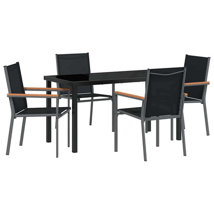 Garden Dining Set 5 pcs Black Powder-coated Steel