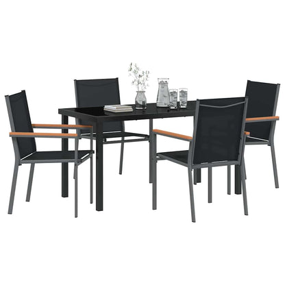 Garden Dining Set 5 pcs Black Powder-coated Steel