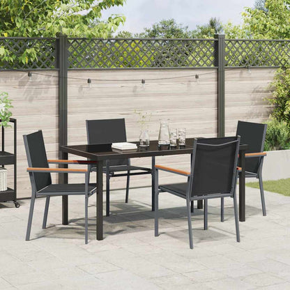 Garden Dining Set 5 pcs Black Powder-coated Steel