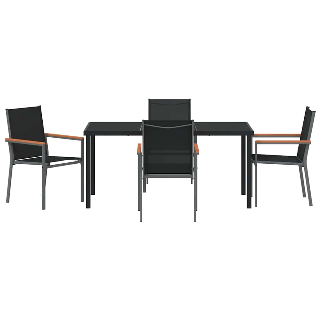 Garden Dining Set 5 pcs Black Powder-coated Steel