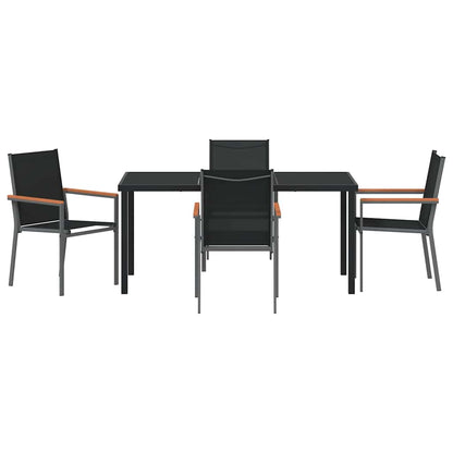Garden Dining Set 5 pcs Black Powder-coated Steel