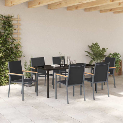 Garden Dining Set 7 pcs Black Powder-coated Steel