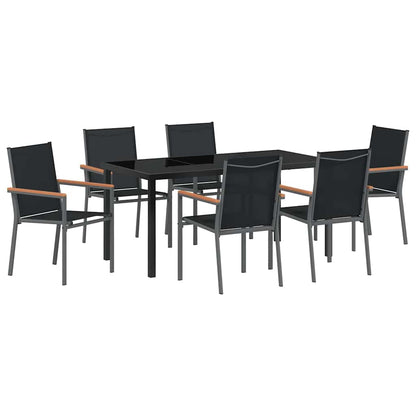 Garden Dining Set 7 pcs Black Powder-coated Steel