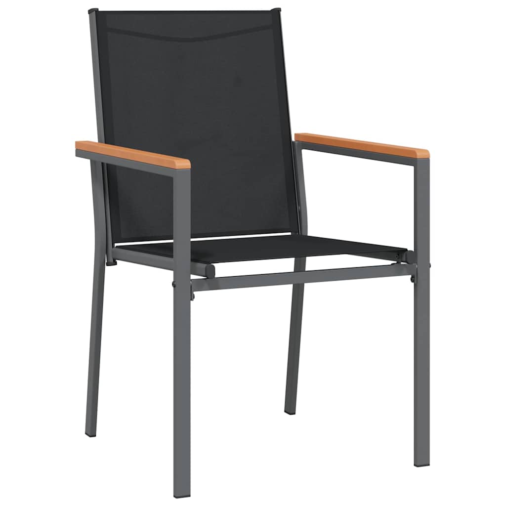 Garden Dining Set 7 pcs Black Powder-coated Steel