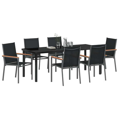 Garden Dining Set 7 pcs Black Powder-coated Steel