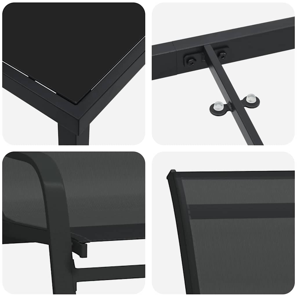 Garden Dining Set 3 pcs Black Powder-coated Steel