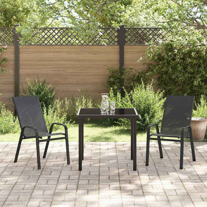 Garden Dining Set 3 pcs Black Powder-coated Steel