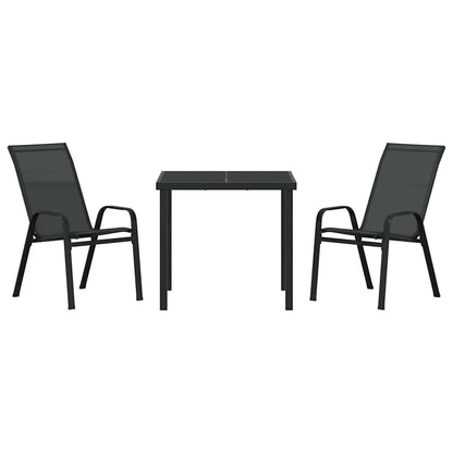 Garden Dining Set 3 pcs Black Powder-coated Steel