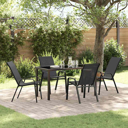 Garden Dining Set 5 pcs Black Powder-coated Steel