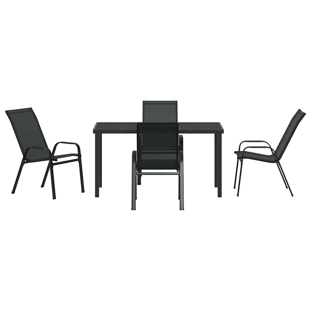 Garden Dining Set 5 pcs Black Powder-coated Steel