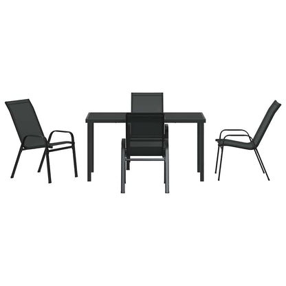 Garden Dining Set 5 pcs Black Powder-coated Steel