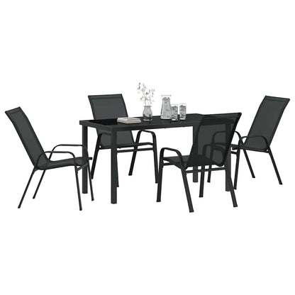 Garden Dining Set 5 pcs Black Powder-coated Steel