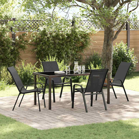 Garden Dining Set 5 pcs Black Powder-coated Steel