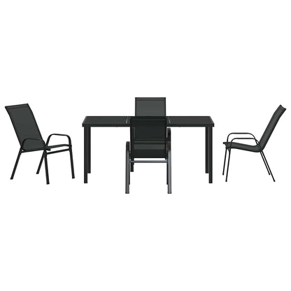 Garden Dining Set 5 pcs Black Powder-coated Steel