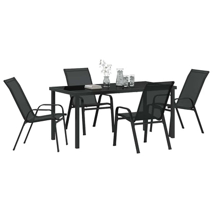 Garden Dining Set 5 pcs Black Powder-coated Steel