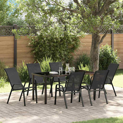 Garden Dining Set 7 pcs Black Powder-coated Steel