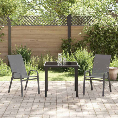 Garden Dining Set 3 pcs Grey and Black Powder-coated Steel
