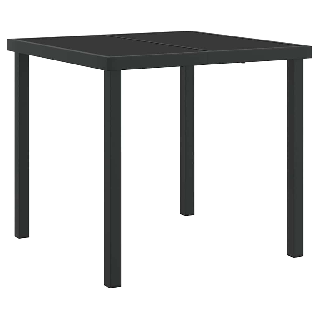 Garden Dining Set 5 pcs Grey and Black Powder-coated Steel