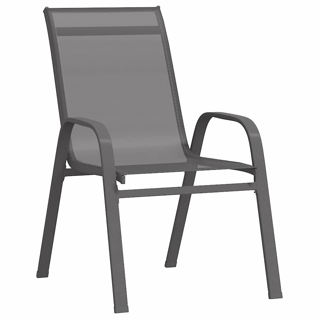 Garden Dining Set 5 pcs Grey and Black Powder-coated Steel
