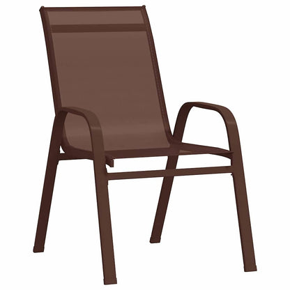 Garden Dining Set 5 pcs Brown and Black Powder-coated Steel