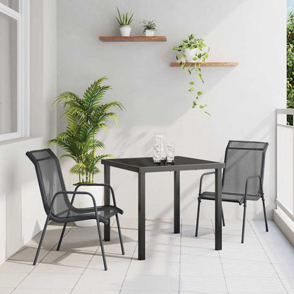 Garden Dining Set 3 pcs Black Powder-Coated Steel