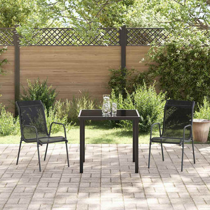 Garden Dining Set 3 pcs Black Powder-Coated Steel